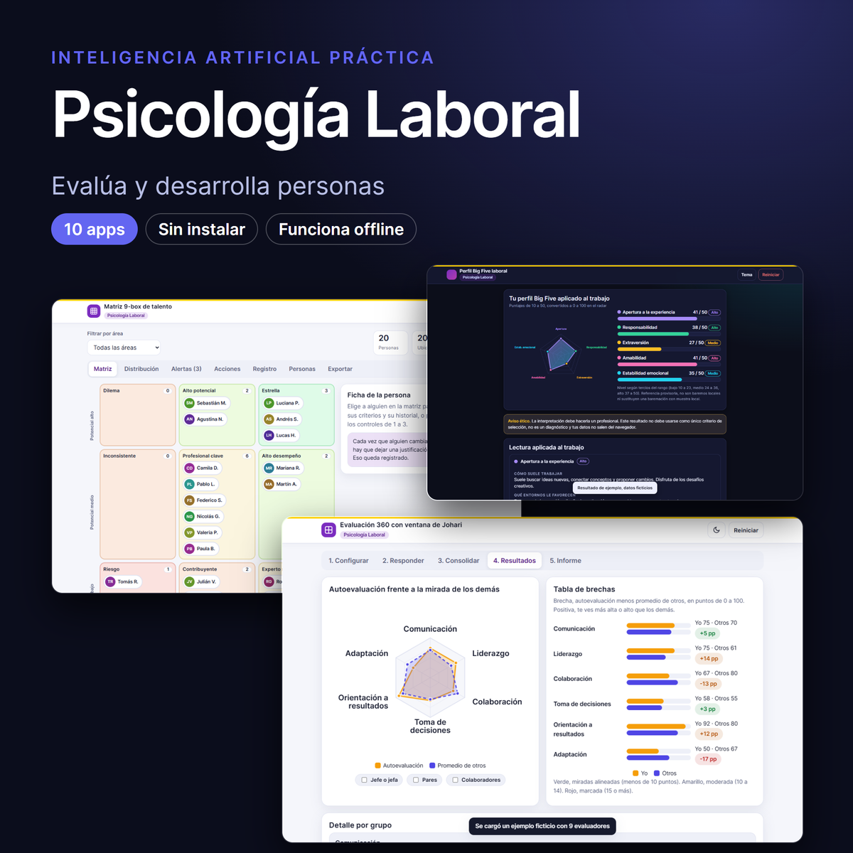 Portada del pack Psicología Laboral con 10 microapps de evaluación y desarrollo de personas